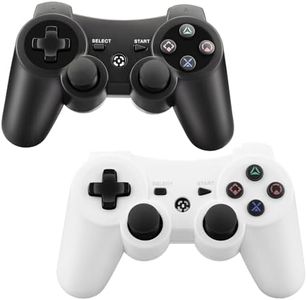 Enstixsm Replacement for PS3 Controller,2 Pack Wireless Controllers for PlayStation 3,Slim,Pro,Dual Shock Remote Control with 6-Axis Motion,Bluetooth Gamepad with 500mAh,Cheap Ideal Gift,Black White