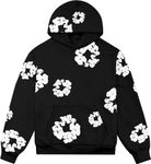 FantasyGears Men's Oversized Hoodies Y2K Aesthetic Graphic Hoodie Pullover Black Hooded Sweatshirt Women, Flower#black, Small