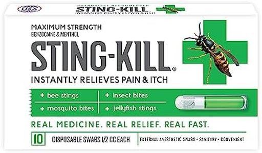 Sting-kill First Aid Anesthetic Swabs, Instant Pain + Itch Relief from Bee Stings and Bug Bites, 10-Count