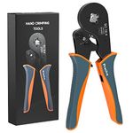 0.08-16mm² Ferrule Crimping Tool, Preciva AWG 28-5 Crimping Tools with Upgrade Springs, Wire Crimping Tool, Self-Adjsutable Ratchet Crimping Pliers, 16mm Bootlace Ferrule Crimping Tool