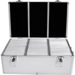 MediaRange Silver Aluminium 500 Disc Storage Case with Hanging Pockets, silver, Single