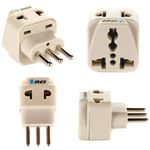 Orei Italy, Libya, Chile & More (Type L) Travel Adapter Plug - 2 in 1 - CE Certified - RoHS Compliant - 4 Pack - Beige Color (P21-12A-4PK)