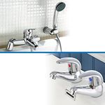 Nes Home | Bath Shower Mixer and Basin Sink Tap Chrome Mono Mixer Single Lever