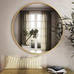 Vanity Round Wall Mirror for Bathroom//30 Round Metal Frame in Gold, Wall-Mounted Mirrors for Bathroom, Living Rooms, Entryways (Gold, 30 Inches), Framed (30")