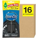 LITTLE TREES Car Air Freshener. Vent Wrap Provides Long-Lasting Scent, Slip on Vent Blade. New Car Scent, 16 Air Fresheners