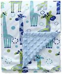 CREVENT Minky Baby Blanket for Boys Soft Plush Receiving for Newborns Toddlers Swaddling(Cute Animal Printed + Dot Backing - Giraffe 76x102cm)