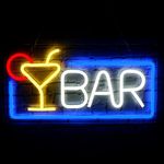 Neon Bar Signs for Home Bar Wall Decor Led Neon Light Beer Cocktail USB Powered Dimmable Light Up Sign for Bedroom Pub Bistro Man Cave Party Gifts(16.5”×8.7”)