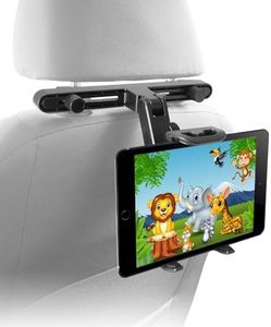 Macally Adjustable Car Headrest Mount - Headrest Tablet Holder for 7” to 10” Tablets - Fits Most Seats with Strong Mounting Clamps - Easy to Use iPad Headrest Mount - Perfect for Kids & Long Trips, 0.5 pounds