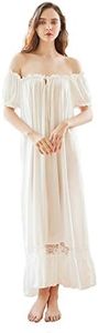 Super Soft Vintage Victorian Palace Style Nightgown Modal Viscose Rayon, B013 White, X-Large