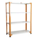 Mil-Nil Prime CRC Sheet 4 Shelf Multipurpose Space Saving Storage Rack, 48 x 36 x 15 Inch, 22 Gauge (Ivory-Orange) Powder Coated 16 Gauge Angles