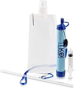 TKO Outdoor Water Filter Straw - Professional Personal Water Filter Straw with Pouch & Extension Tube | Portable Filtration Systems for Hiking, Camping, Travel and Emergency Preparedness | Multi-Function Survival Gear