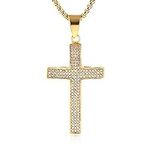 HZMAN Mens Iced Out Cross Cz Inlay 