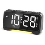 ROCAM Alarm Clocks Bedside for Bedroom, 7.5" Display with Big Numbers, Digital Clock with Day of Week, Dual Alarms, Night Light, Dimmer, Power-Off Memory