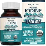 Organic Iodine Supplement – 1,500 mcg Iodine, Max Strength - from Sea Vegetable Complex, Whole Food & Raw Form – Contains Purest Icelandic Sea Kelp, Irish Moss & Bladderwrack (1500 mcg)