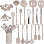 Home Hero Silicone Kitchen Utensils Set, Silicone Cooking Utensils Set, Dishwasher Safe Stainless Steel, Silicone Utensils For Cooking, Spatula Set Silicone Heat Resistant (26 Pcs - Stone)