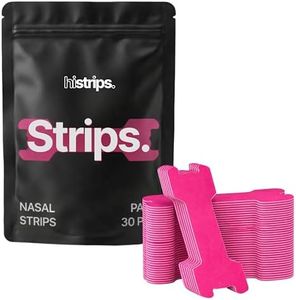 HiStrips High Performance Nasal Strips | Easier Breathing, Less Snoring | Designed for Athletes with Sweat-Proof Adhesive Matrix & Reinforced Lift Band (Pink, 30 Count)