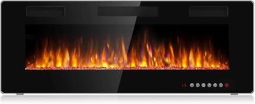 BOSSIN 50 inch Ultra-Thin and Silence Linear Fireplace, Recessed Electric Fireplace and Wall Mounted & in-Wall Fireplace, Adjustable Flame Colors & Speed,Touch Screen Remote Control with Timer