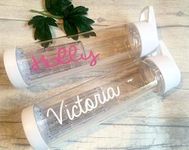 Water Bottle Personalised white Love infuser With Straw holiday island