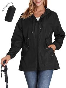 JTANIB Women Packable Rain Jacket Waterproof Lightweight Raincoat Hooded for Hiking Outdoor Travel A-black