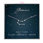 ALoveSoul 925 Sterling Silver Constellation Horoscope Zodiac Gemini Necklace, Gift for Women Girls