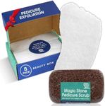 HartFelt Pedicure Exfoliation Beauty Box with 6 Exfoliating Foot Scrubber Bath Sponges & 2 Magic Pumice Stone for Feet Callus Remover | Gentle Sponge Pad & Foot Scrubbing Stone for Deep Cleansing