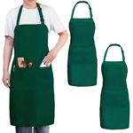 Gala Houseware Kitchen Bib Apron,Forest Green Aprons pack of 2, Chef Apron with Long Tie, for Adult Men and Women,