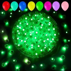 Aogist 100pcs Balloon Lights,Long Standby Time Waterproof Twinkle Mini Light,Battery Powered,Round LED Ball Lamp for Balloon Paper Lantern Party Wedding Christmas Halloween Decorative,Green-Flash