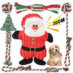 Christmas Squeaky Plush Dog Rope Toys Set, 6 Pack Puppy Chew Toys for Teething Training, Interactive Tug Rope Toys for Boredom, Xmas Gift for Small and Medium Dog, Washable, Natural Cotton & Non Toxic