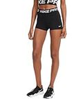 Nike Women's Pro 3" Training Shorts (Indigo Force/Black, Medium) (Black White, Medium)