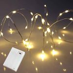 Qbis Battery Powered Christmas Lights with 6hr Timer Mode. 40 LED Battery Fairy Lights. Warm White Battery Lights Battery Powered Wire Lights (40 Warm White)