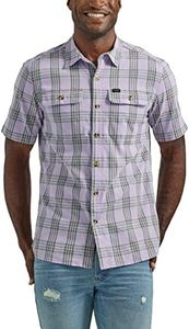 Lee Men's Extreme Motion All Purpose Classic Fit Short Sleeve Button Down Worker Shirt, Orchid Plaid, X-Large