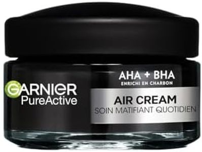 Garnier Pure Active - Air Cream - Soin Matifiant Quotidien - Enrichie en AHA + BHA & en Charbon - Hydrate 48h & Matifie 12h* - Peaux Mixtes à Grasses à Tendance Acnéique - 50 ml