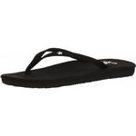 Scott Hawaii Women's Mele Slipper | Microfiber Strap With White Hawaiian Flower Detail | Narrow Width Non-Marking Sandal | All Day Molded Arch Support Comfortable Flip Flops for Ladies, Black, 10