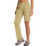 liyiyiyia Women's Convertible Hiking Pants, Cargo Zip Off Shorts Women 7 Pockets Quick Dry Lightweight for Summer Outdoor Khaki