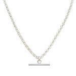 Source 18 inch T-bar Pendant Necklace with 925 silver plated Rolo Belcher Chain