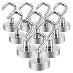 OCEUMAOA Magnetic Hooks Heavy Duty 35lb+ Strong Neodymium Magnet Hooks 20mm Magnet with Hook for Kitchen Fridge Classroom Office Camping Silver 10 Pack