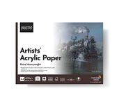 BRUSTRO Artist's Acrylic Glued Paper Pad 400 GSM, A4-12 Sheets | Textured Surface, Acid Free, Ideal for Acrylics, Oil, Professional, Fine Art Students.