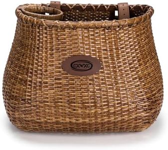 CXWXC Bike Basket - Handmade Rattan Bike Baskets for Girls Women - Front Bicycle Bike Basket with Coffee Cup Holder for Beach Cruiser, Scooter, Ebike (Brown)