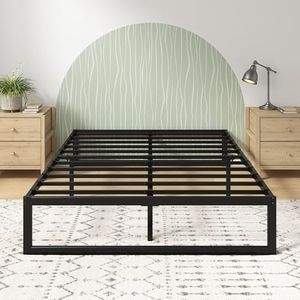 Zinus Quick Lock 35cm Double Bed Frame/Under Bed Storage, Metal Bed Base, Metal Slats, Easy Assemble Black