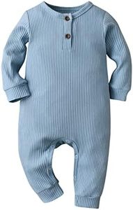 Eghunooy Baby Boy Girl Solid Color One Piece Romper Jumpsuit Outfits Clothes (Newborn) Blue