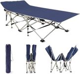 Delavala Heavy Duty Lightweight Folding Camping Cot Bed for Adults Portable Sleeping Cot for Camp Office Use Beach Vocation and Home Lounging, Support 200 kg- Cot Bed (Blue)