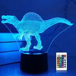 Dinosaur Gifts Lamp, Jurassic 3D Illusion Night Light 16 Colors Changing with Remote Control Dim Touch Control, Creative Birthday Gifts for Dinosaur Fan Kid Boy Baby