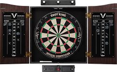 Viper Vault Sisal/Bristle Steel Tip Dartboard & Cabinet Bundle: Elite Set (Shot King Dartboard, Darts, Shadow Buster and Laser Throw Line)