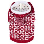 Blueberry Pet Let It Snow Classic Holiday Snowflake Pullover Hoodie Dog Jumper in Red and White for Puppy, Back Length 20cm, Pack of 1 Clothes for Dogs