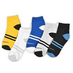 FOOTPRINTS Kids Unisex Organic Cotton & Bamboo Sports Ankle Length Socks | Multicolor | Pack Of 5 (9-12 Years)