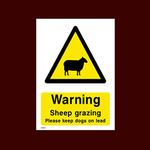 Warning Sheep Grazing - Keep dogs on lead Plastic Sign - Warning, Farm, Dogs, Agriculture, Cattle, Sheep, Bull - (CA60)