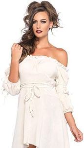 Leg Avenue Women's High Low Peasant Dress Costume, Ivory, Small-Medium
