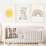 You Are My Sunshine Wall Art 3 Piece Boho Nursery Wall Art Rainbow Art Wall Decor Nursery Art Prints for Kids Room Nursery Pictures for Baby Girls Room Decor 12x16 Inch Unframed