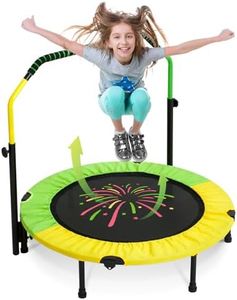 GEIYATOI 40" Kids Adult Folding Trampoline,Toddler Gymnastics Equipment with Comfortable Foam Handle,Rebounder Trampoline Suitable for Indoor and Outdoor Boys and Girls to Play and Exercise (Green)