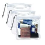 3PCS Clear Travel Toiletry Bags (No Printing, No Risk of Rejection) Airport Security Liquids Bags 20x20cm, 1 Litre Meet The Criteria, 100% Waterproof and Leakproof